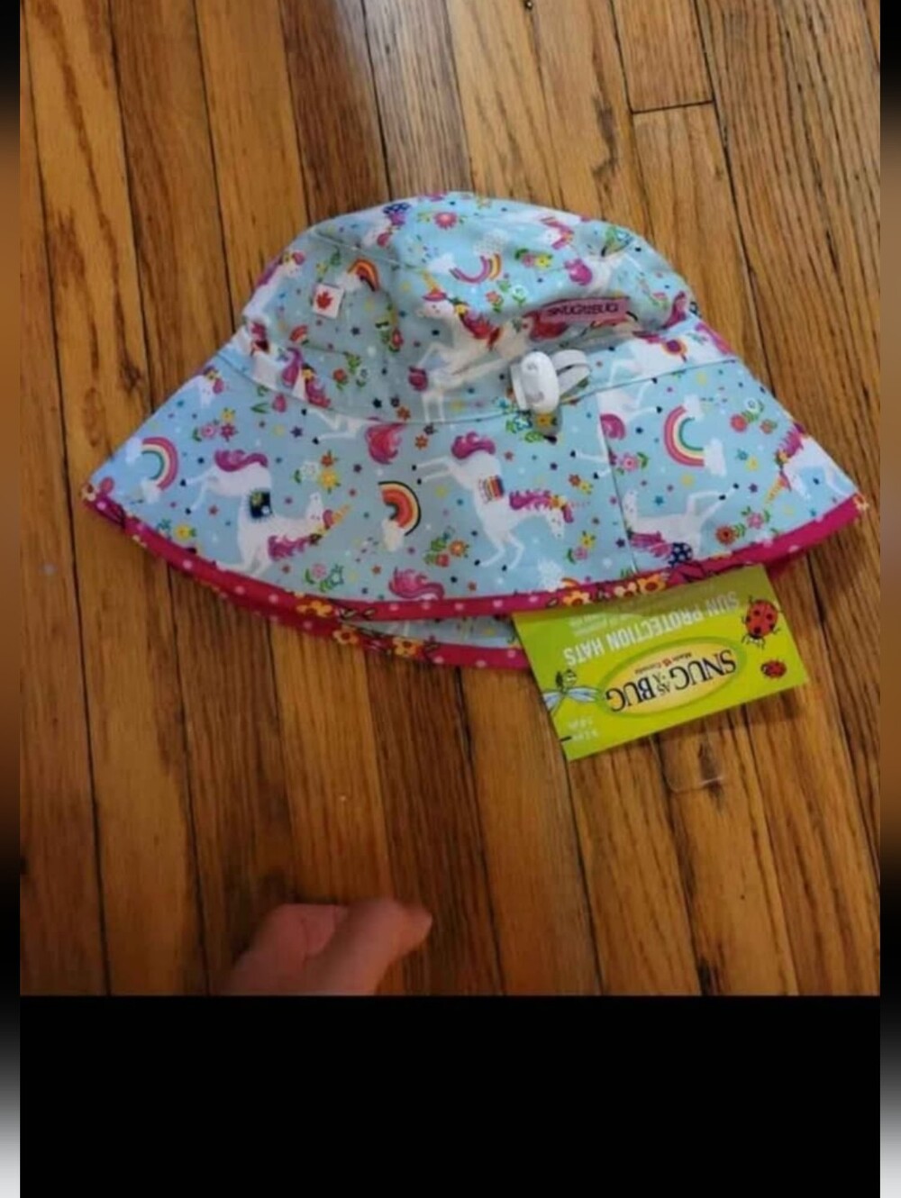 🇨🇦 0 To 2T Snug As A Bug Light Blue Unicorn & Rainbow Sun Hat